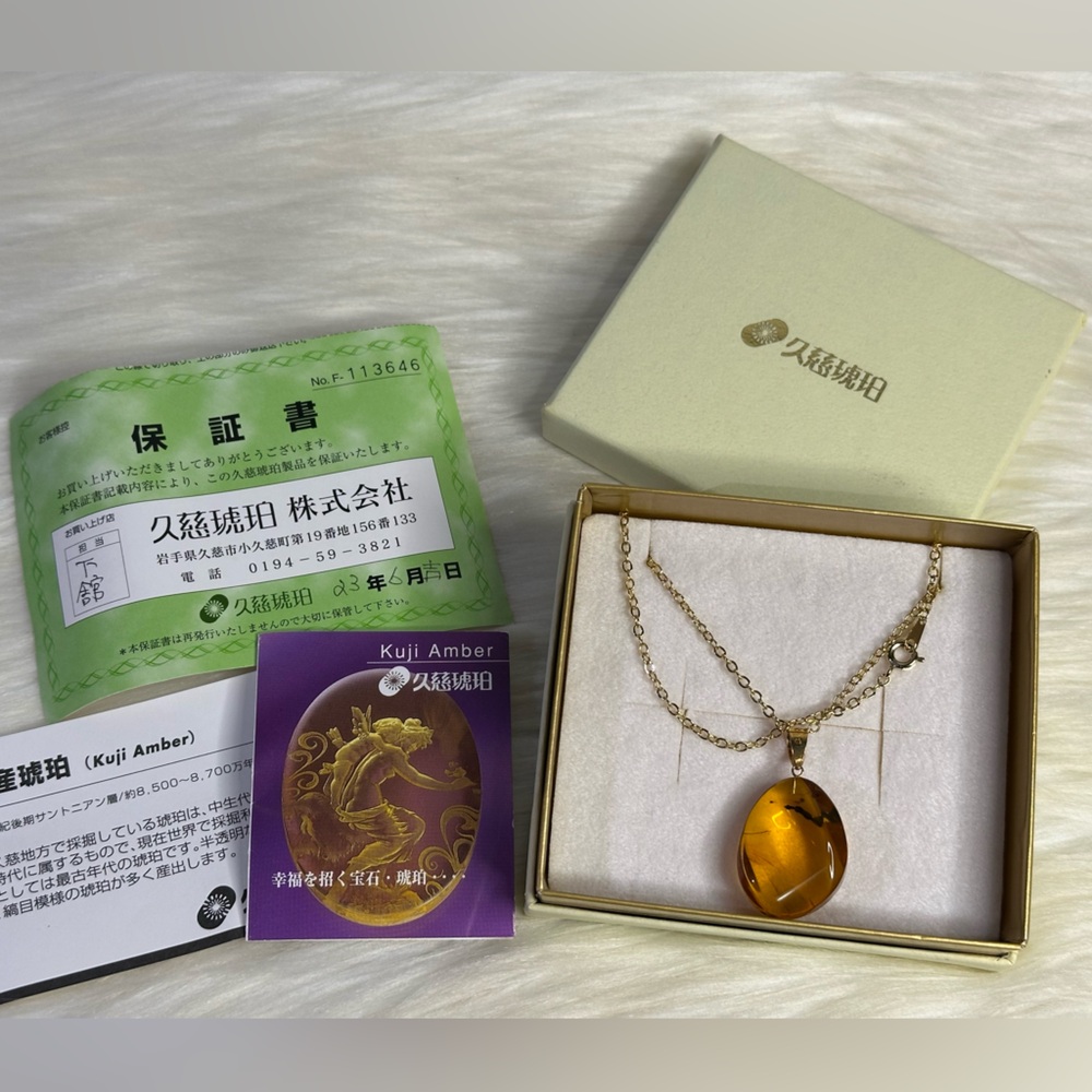 AMBER necklace in 18k gold and plated chain